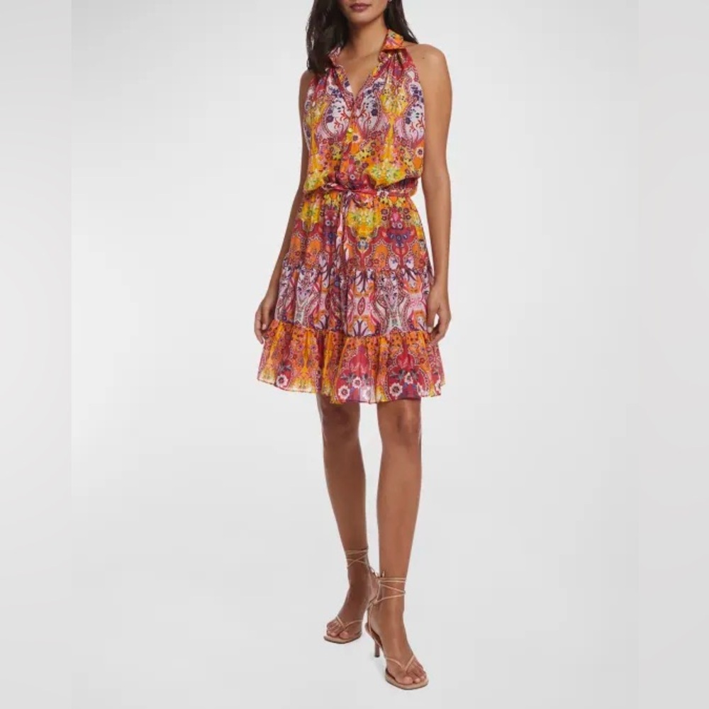 NWT Robert Graham Daisy Cotton & Silk Paisley Print Dress Sz XL Spring Summer